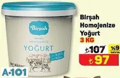 BİRŞAH HOMOJENİZE YOĞURT 3 KG
